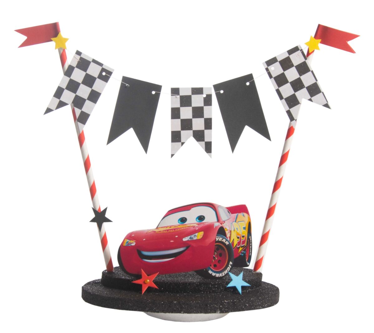 Adorno de torta banderin Cars