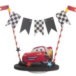 Adorno para torta con banderín Cars