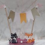Adorno para torta con banderín animalitos del bosque