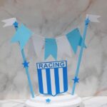Adorno para torta con banderín Racing
