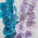 Set de 12 flores de cartulina con hojas color lila