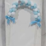Toper arco de pompones celeste y blanco