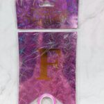 Banderín holografico rosa con frase Feliz cumpleaños dorado