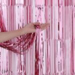 Cortina metalizada lluvia rosa
