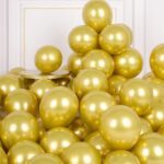 GLobo de látex Chrome plateado 10  dorados x 10 u