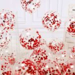 GLobo de látex Cristal con confetti 12 pulgadas rojos x 10 u