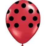 Globos de latex rojo con lunares negros x 10 u