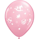 Globos de látex estampados motivo de bebé rosa x 10 unidades