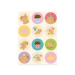 Steekers capibara  círculos adhesivos troquelados colores pasteles