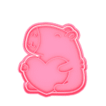 Cortante plástico con sello para cookie capibara corazón