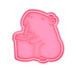 Cortante plástico con sello para cookie capibara con vaso