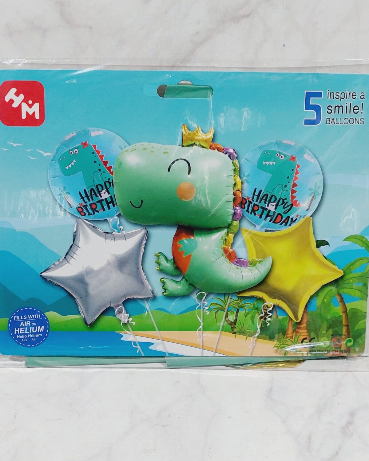 Set de 5 globos dino Rex scaled