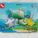 Set de globos metalizados x 5 unidades Dinosaurio Rex