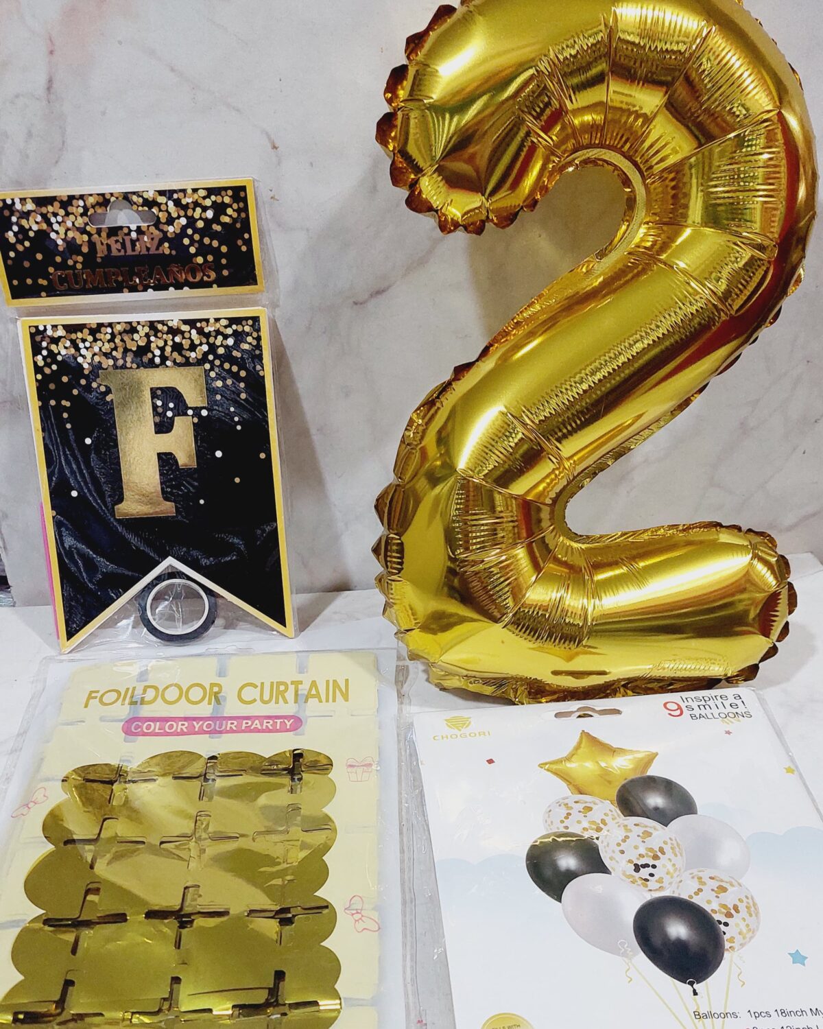 combo decoracion cumpleanos negro y dorado scaled
