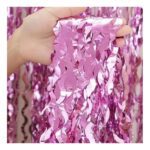 Cortina metalizada lluvia ondas rosa