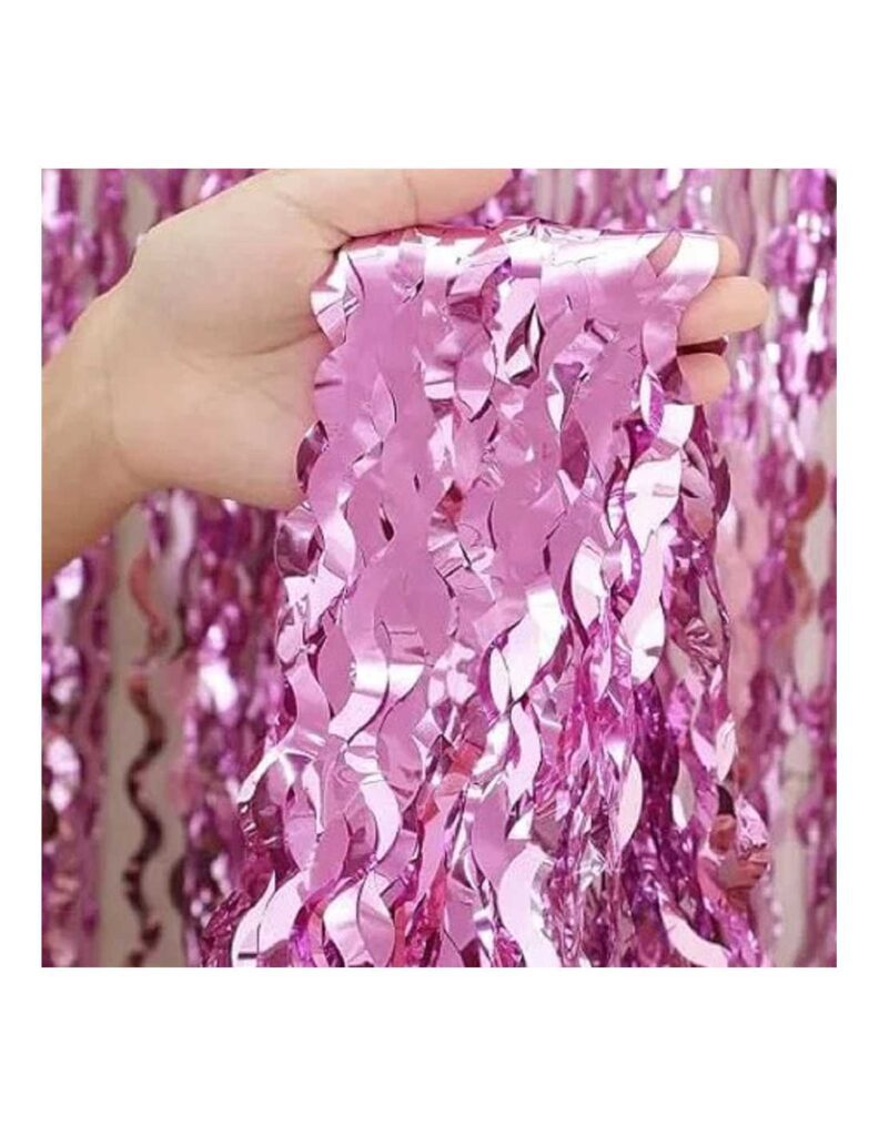 cortina metalizada ondas 1x2m rosa