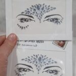 Display de strass adhesivo para rostro plateado