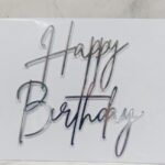 Frase acrilico espejada plateado Happy Birthday 10 cm modelo 1