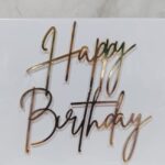 Frase acrilico espejada dorada Happy Birthday 10 cm modelo 1