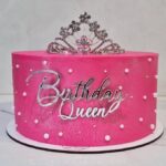 Frase acrilico espejada plateado BIRTHDAYQUEEN 12 cm