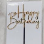 TOPPER acrilico espejado dorado HAPPY BIRTHDAY 10 cm