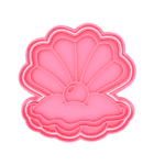 Cortante plástico  con sello para cookie Ostra de mar con perla