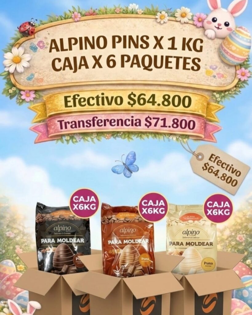 Alpino pins pascuas 2026 bano de reposteria chocolate