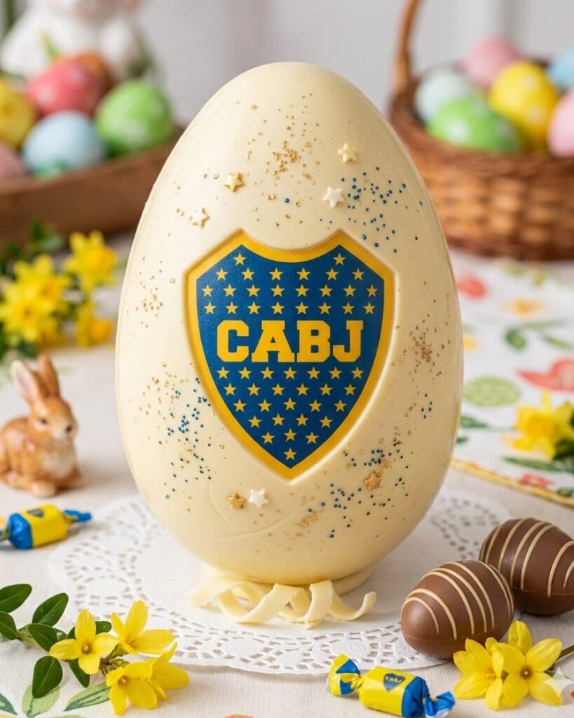 Huevo de pascuas con chocotransfer boca
