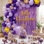 Set de decoración x 72 piezas violeta y lila