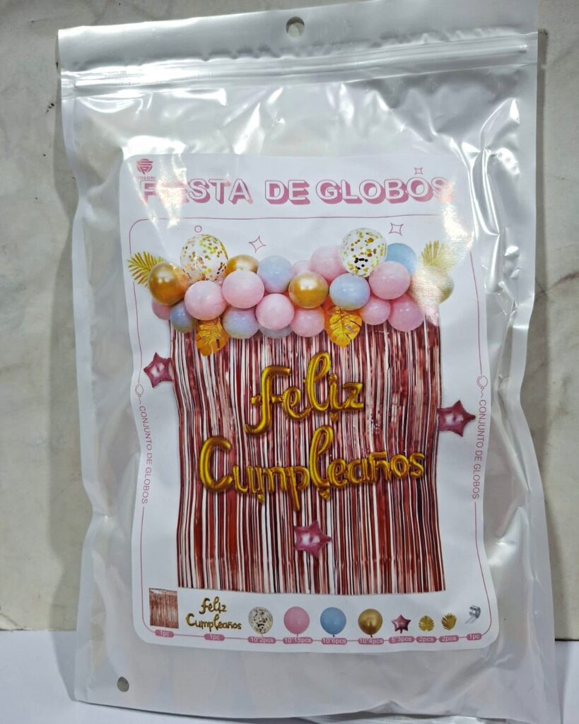 Set de decoracion con globos pasteles multicolor con hojas