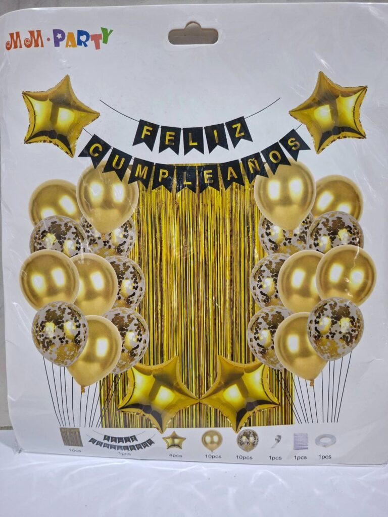 Set de decoracion globos dorados