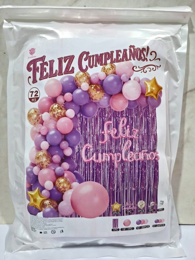 Set de decoracion globos lilas y rosas