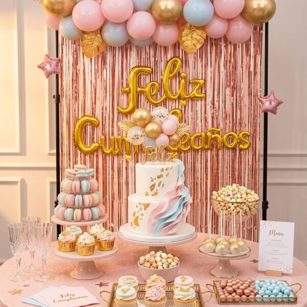 Set de decoración x 37 piezas globos con hojas