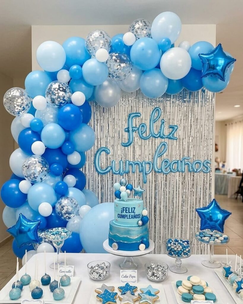 decoracion con globos celestes copia