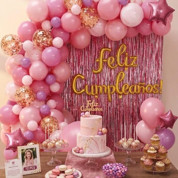 Set de decoración x 72 piezas rosa diferentes tonos