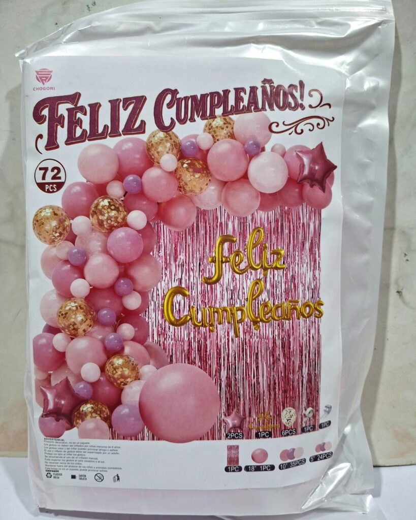 set de decoracion con globos rosas