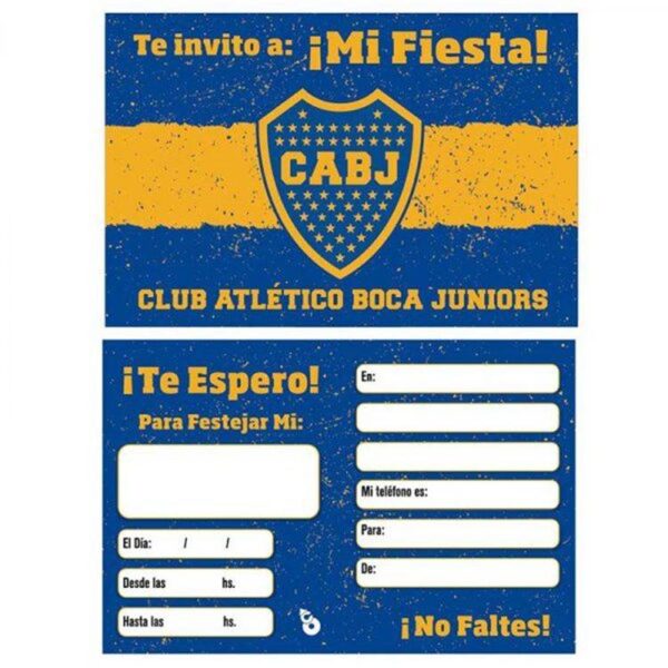 Boca Jrs Invitaciones x 10 unidades