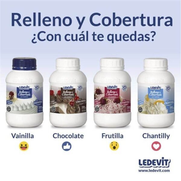Crema y relleno cobertura líquida Ledevit x 500 grs chantilly - Imagen 2