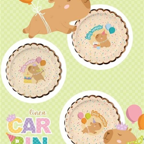 Platos de polipapel estampados Capibara x 8 - Imagen 2