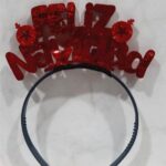Vincha navideña  Felíz Navidad metalizada holográfica roja