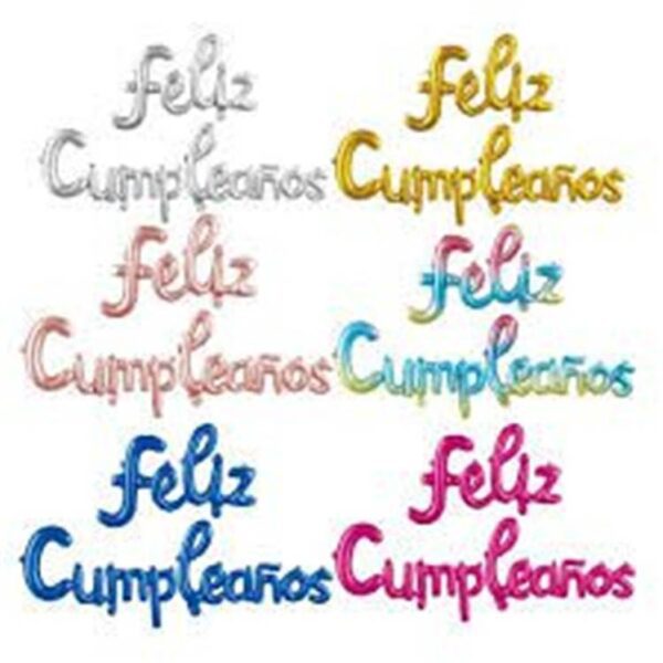 Frase globo Feliz Cumpleaños cursiva rosa para decorar - Imagen 2