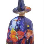 Set de capa y gorro de brujo diseño Halloween brujo niños azul