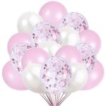 GLobo de látex Cristal con confetti 12 pulgadas rosa x 10 u