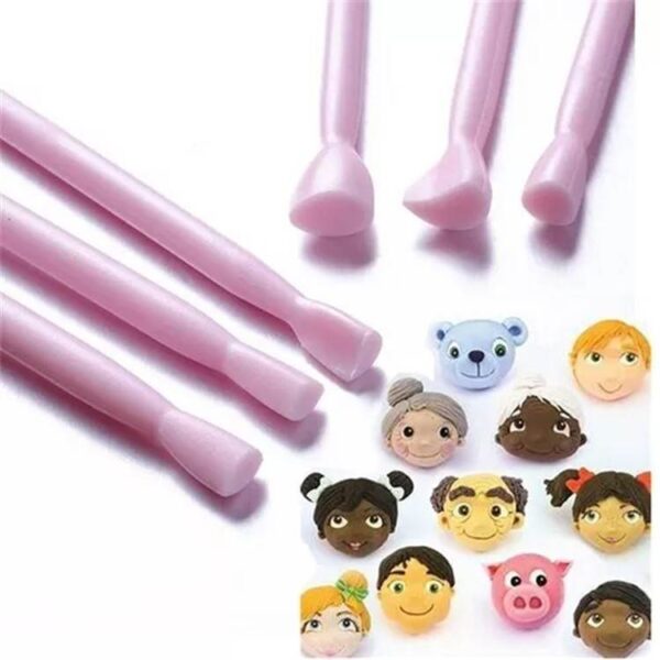 Set de 3 estecas plasticas importadas doble punta rostros - Imagen 3