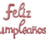 Frase globo Feliz Cumpleaños cursiva rosa para decorar