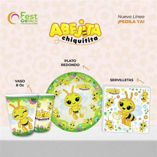 Set de platos de polipapel estampado abejitas x 8 u - Imagen 2