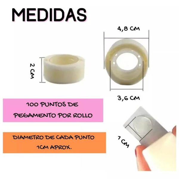 Cinta 100 puntos de silicona bifaz para pegar globos - Imagen 4