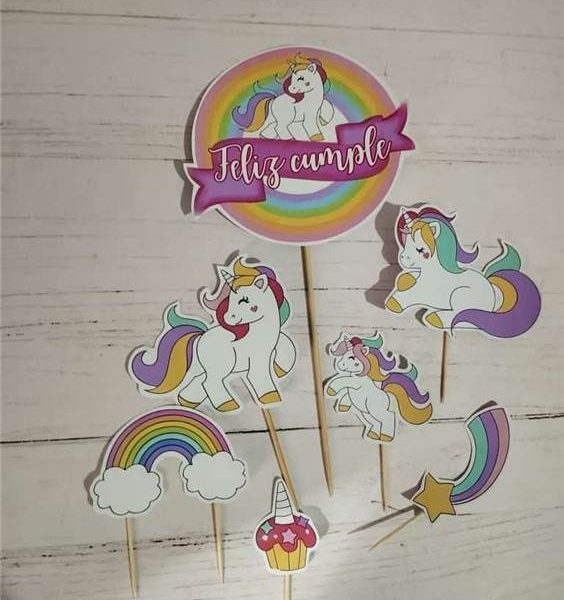 Adorno de torta Toppers personajes infantiles Unicornio
