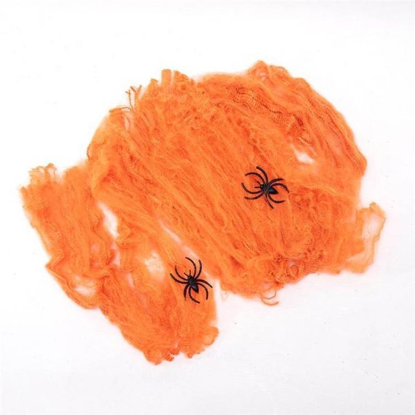 Tela de araña naranja para decoración Halloween - Imagen 2