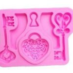 Molde de silicona para modelar llaves con candado corazón